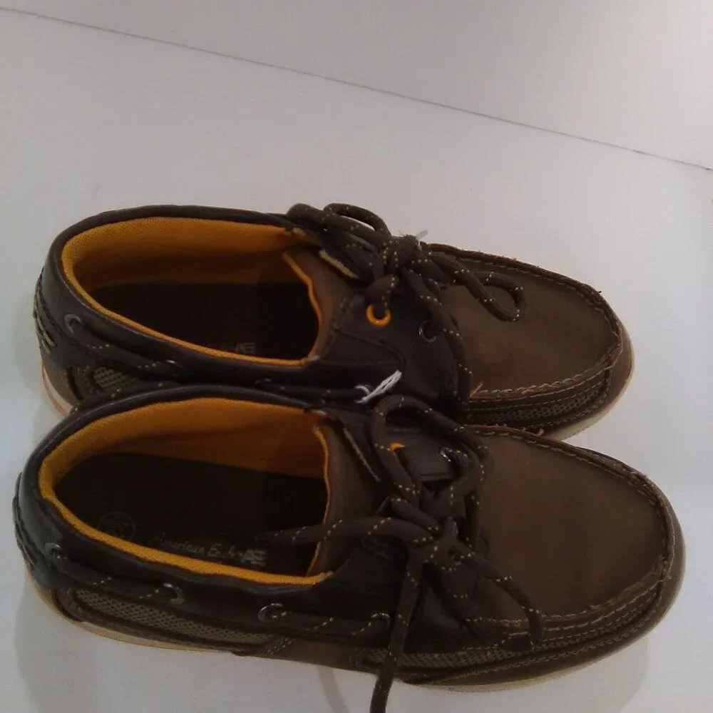 American Eagle Boys Loafers Tie Lace Color Brown Casual Dress Shoe Size …